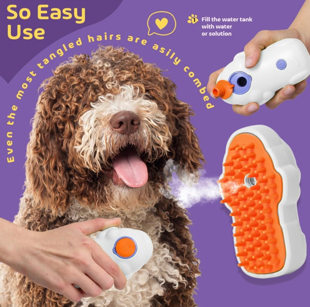 Cepillo de Vapor 3 en 1 para Mascotas – Favelqo